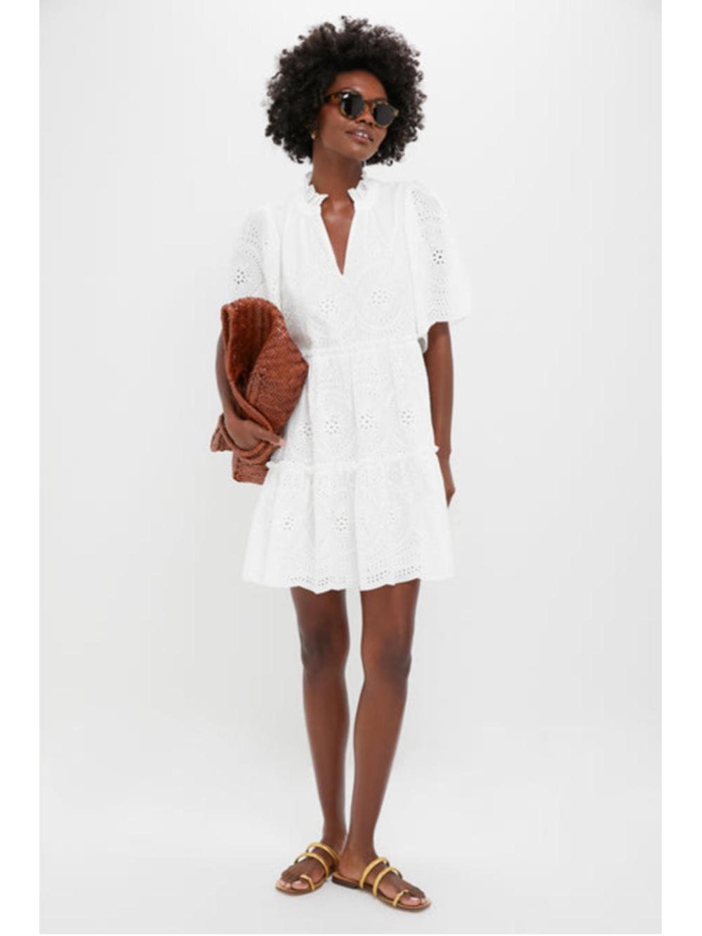 Tuckernuck White Eyelet Crawford Dress Cotton Tiered Mini XS - Picture 1 of 9